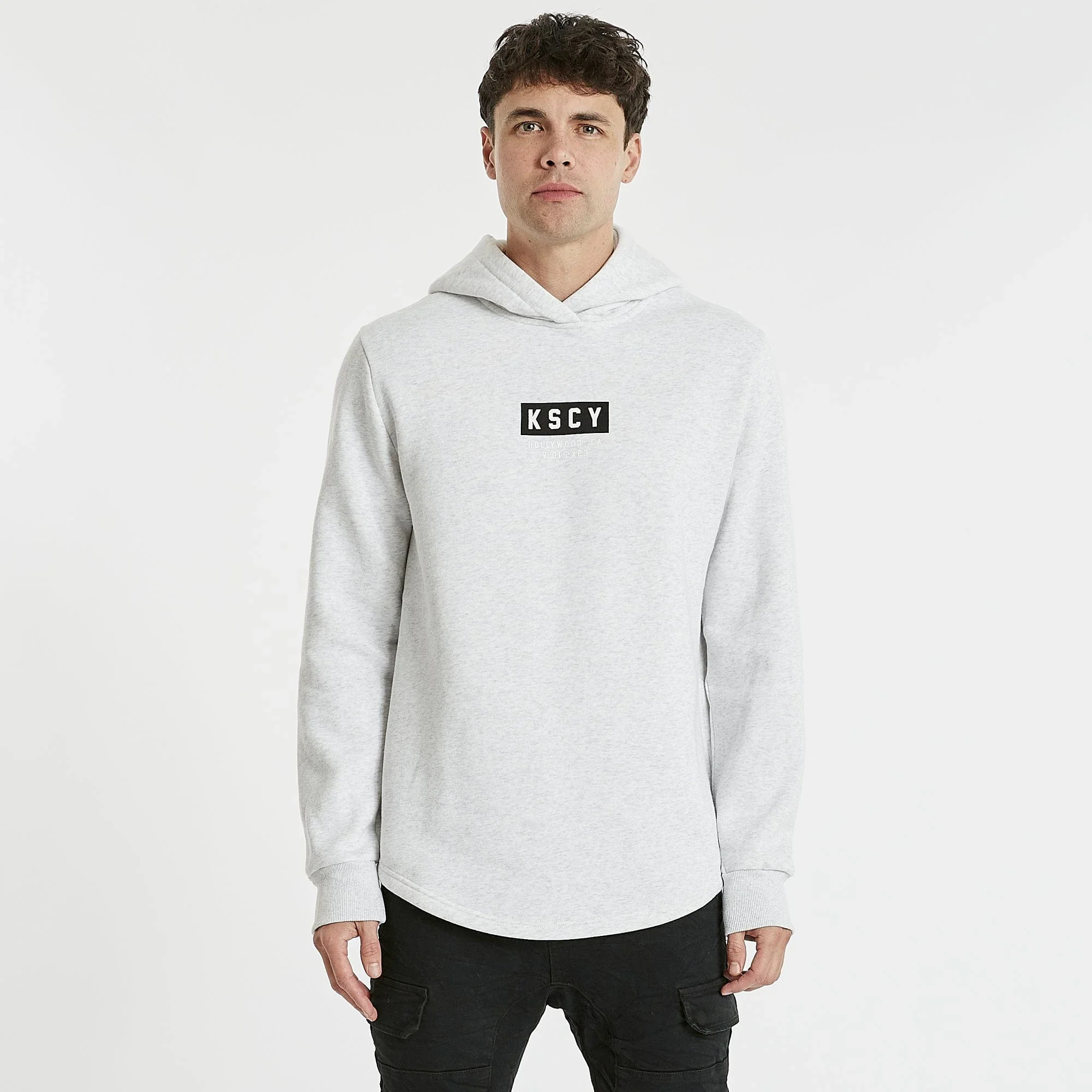 KISS CHACEY Carlsbad Hooded Dual Curved Jumper - Snow Marle - Image 4
