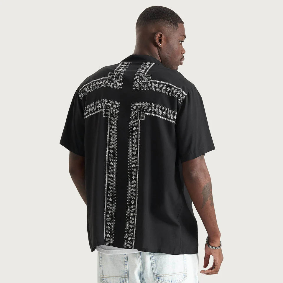 KISS CHACEY TRIUMPH RELAXED RESORT SHIRT - Black Print - Image 3