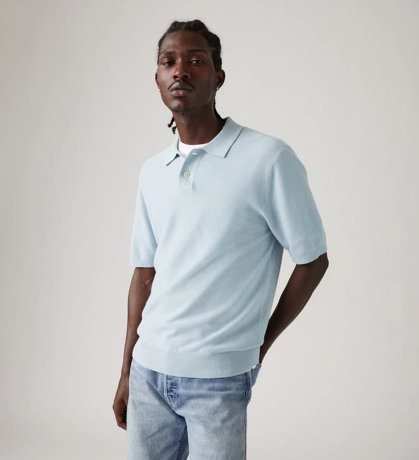 LEVI'S® A7294-0013 Sweater Knit Polo - Linen Seed Stitch Niagara Mist - Image 2