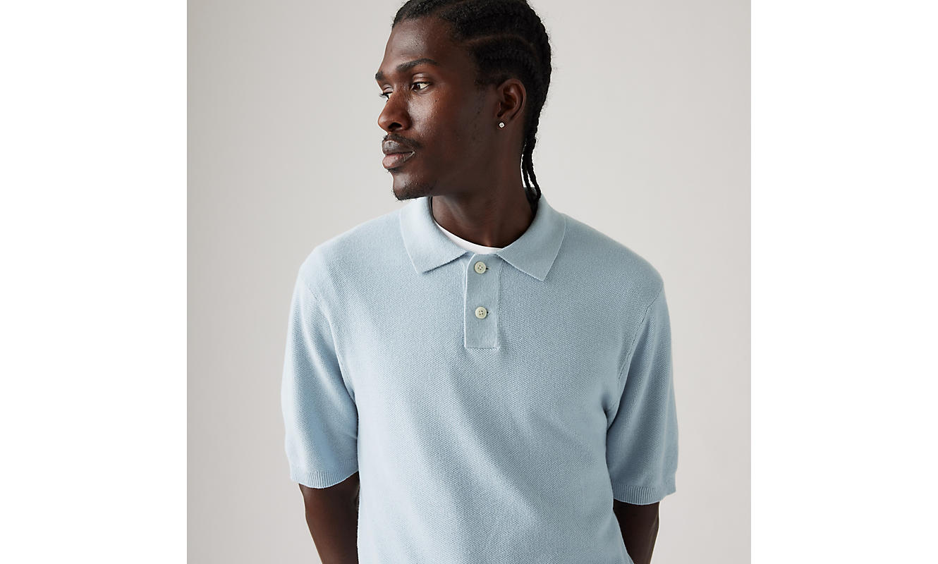 LEVI'S® A7294-0013 Sweater Knit Polo - Linen Seed Stitch Niagara Mist - Image 5