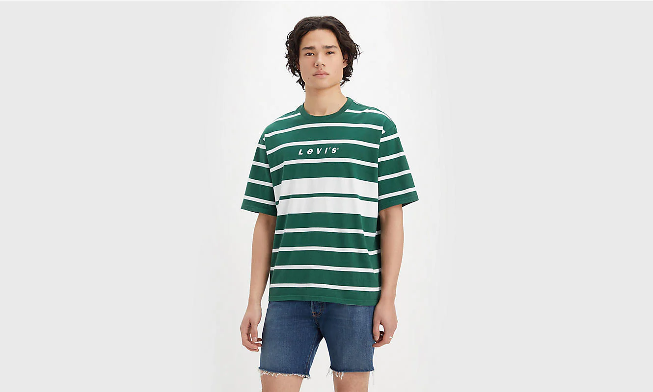 LEVI'S® YS SS Hunter Green Stripe Tee A5805-0007