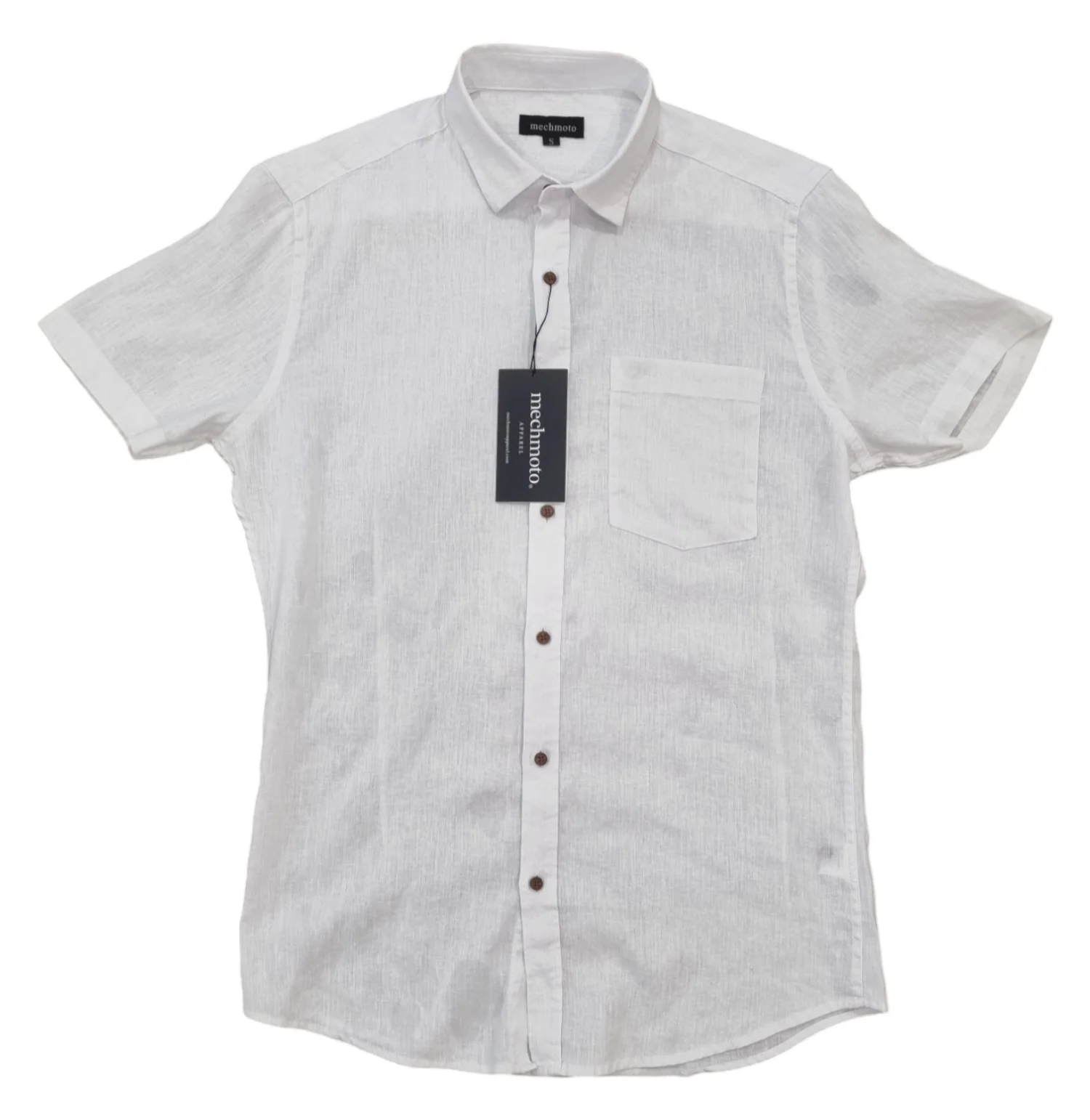MECHMOTO 2402SS11C Luxury Linen S/S Shirt - White