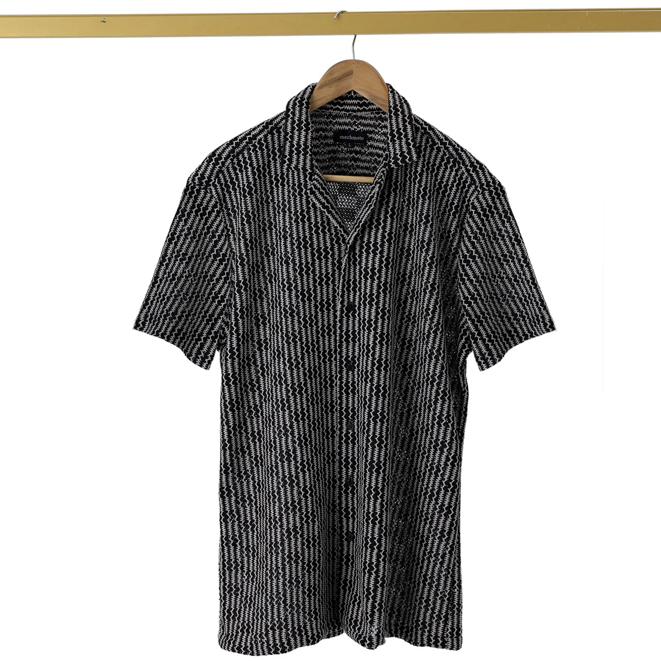 MECHMOTO 2502SS142 Crochet S/S Shirt - Black