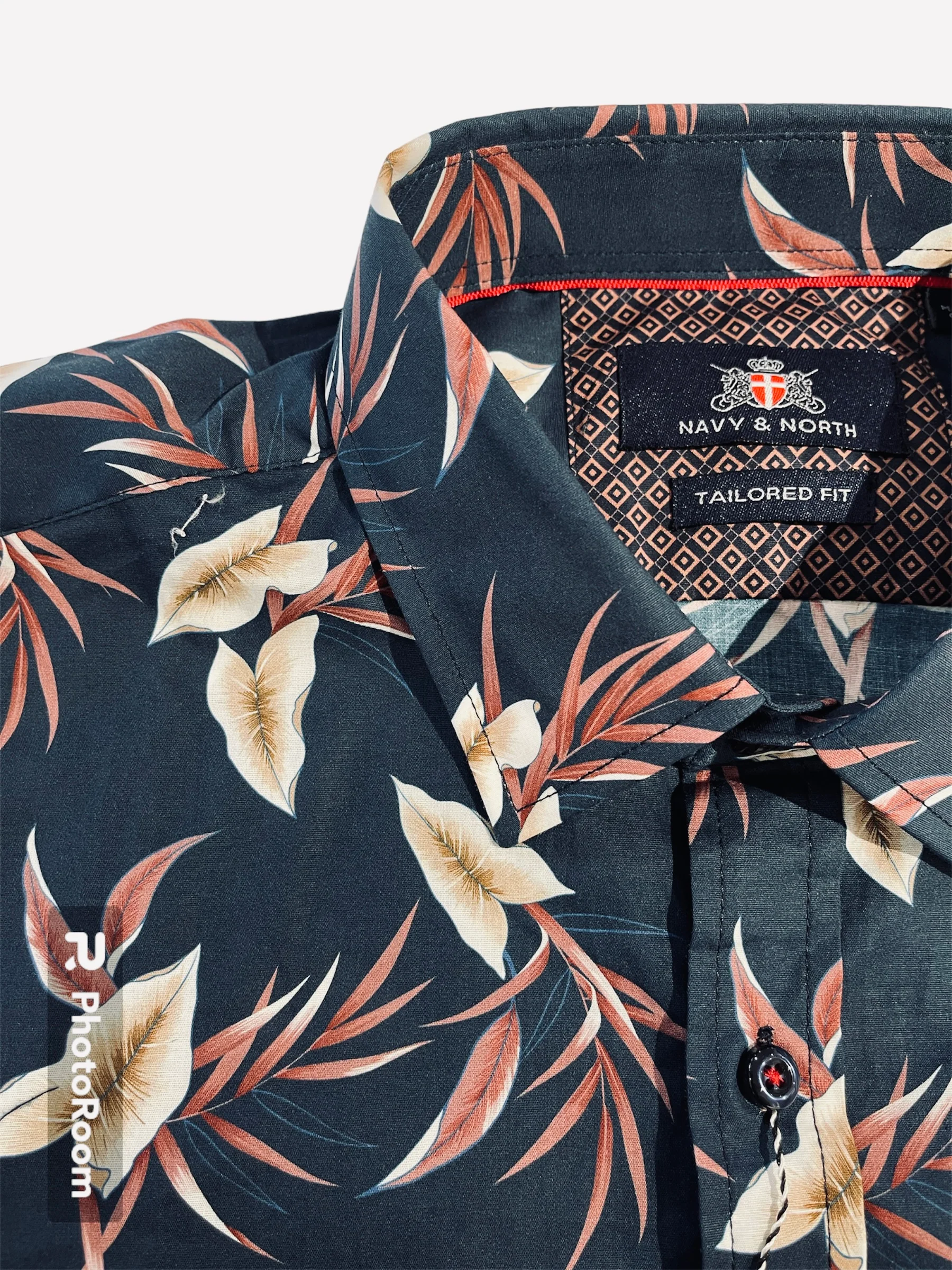 NAVY & NORTH N2390 Long Sleeve Floral Shirt - Smoke Navy - Image 2