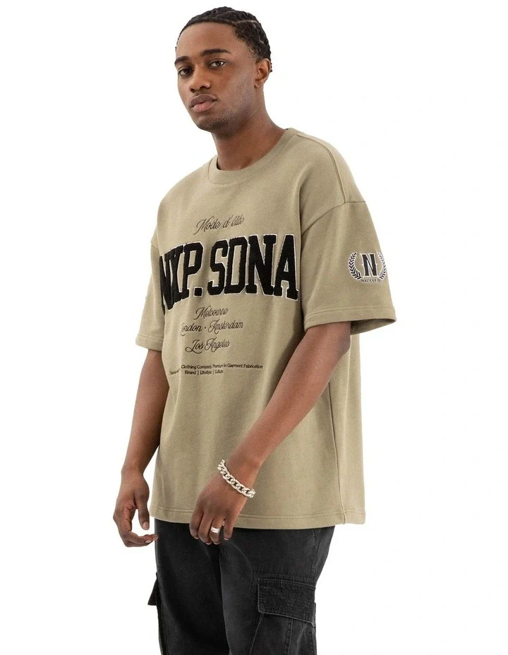 NENA AND PAADENA Captain Loopback Raptor Tee - Khaki - Image 3