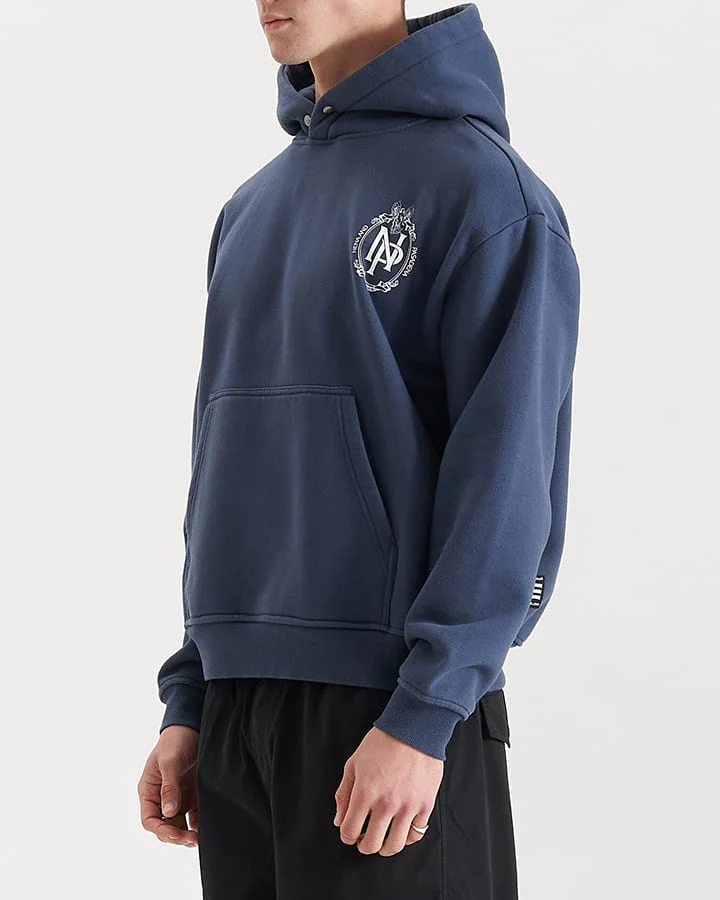NENA AND PADADENA Spatial Heavy Box Fit Hooded Sweater - Navy - Image 3