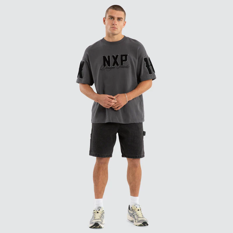 NENA AND PASADENA Dwell Loopback Raptor Tee - Asphalt