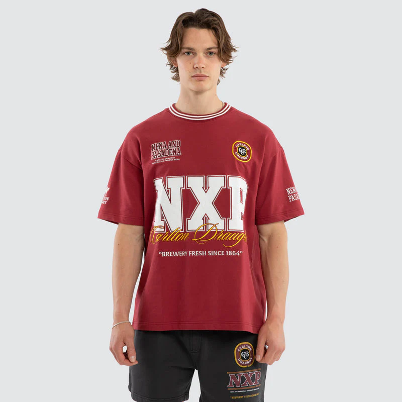 NENA AND PASADENA Spirits Loopback Raptor Tee - Burgundy