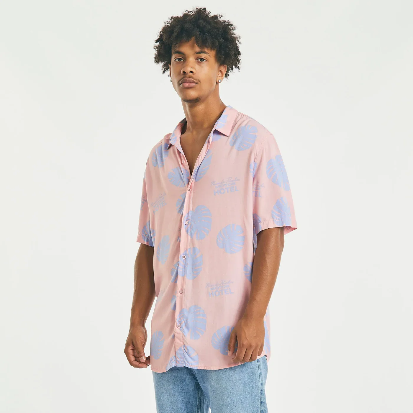NOMADIC PARADISE Belong Relaxed Short Sleeve Shirt - Pink/Purple Print - Image 2