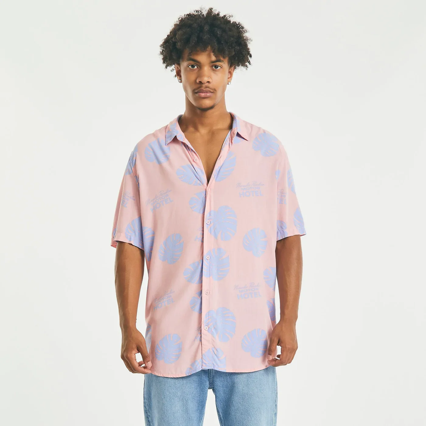 NOMADIC PARADISE Belong Relaxed Short Sleeve Shirt - Pink/Purple Print - Image 3