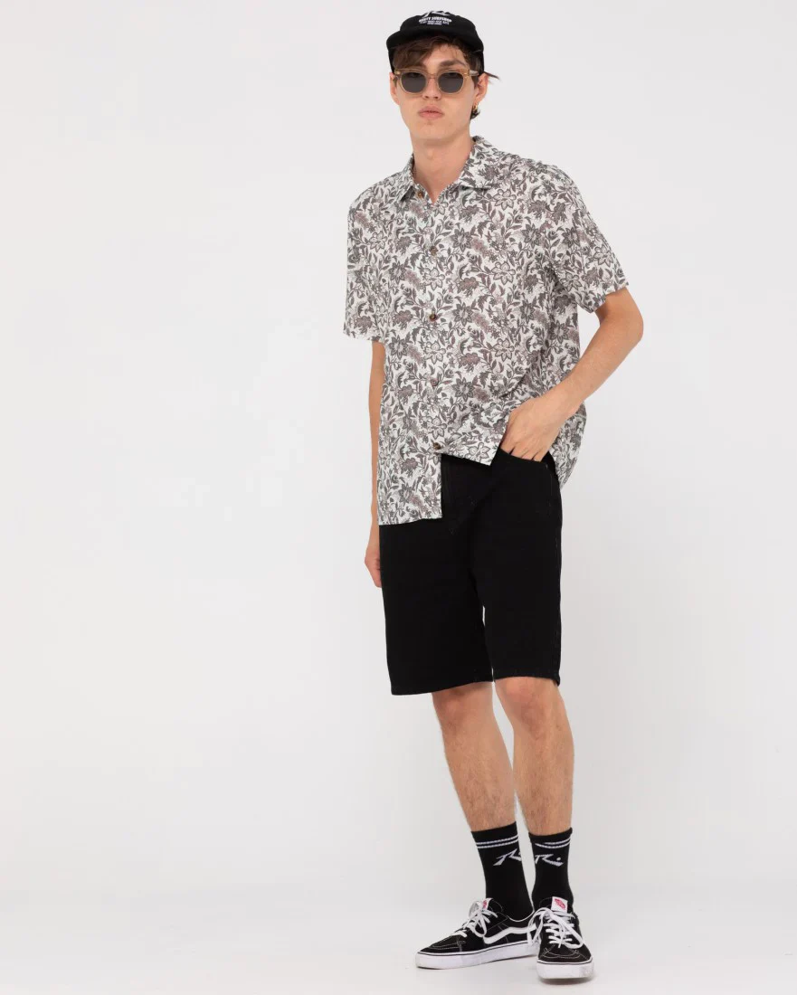 RUSTY Batik Short Sleeve Shirt - Oat