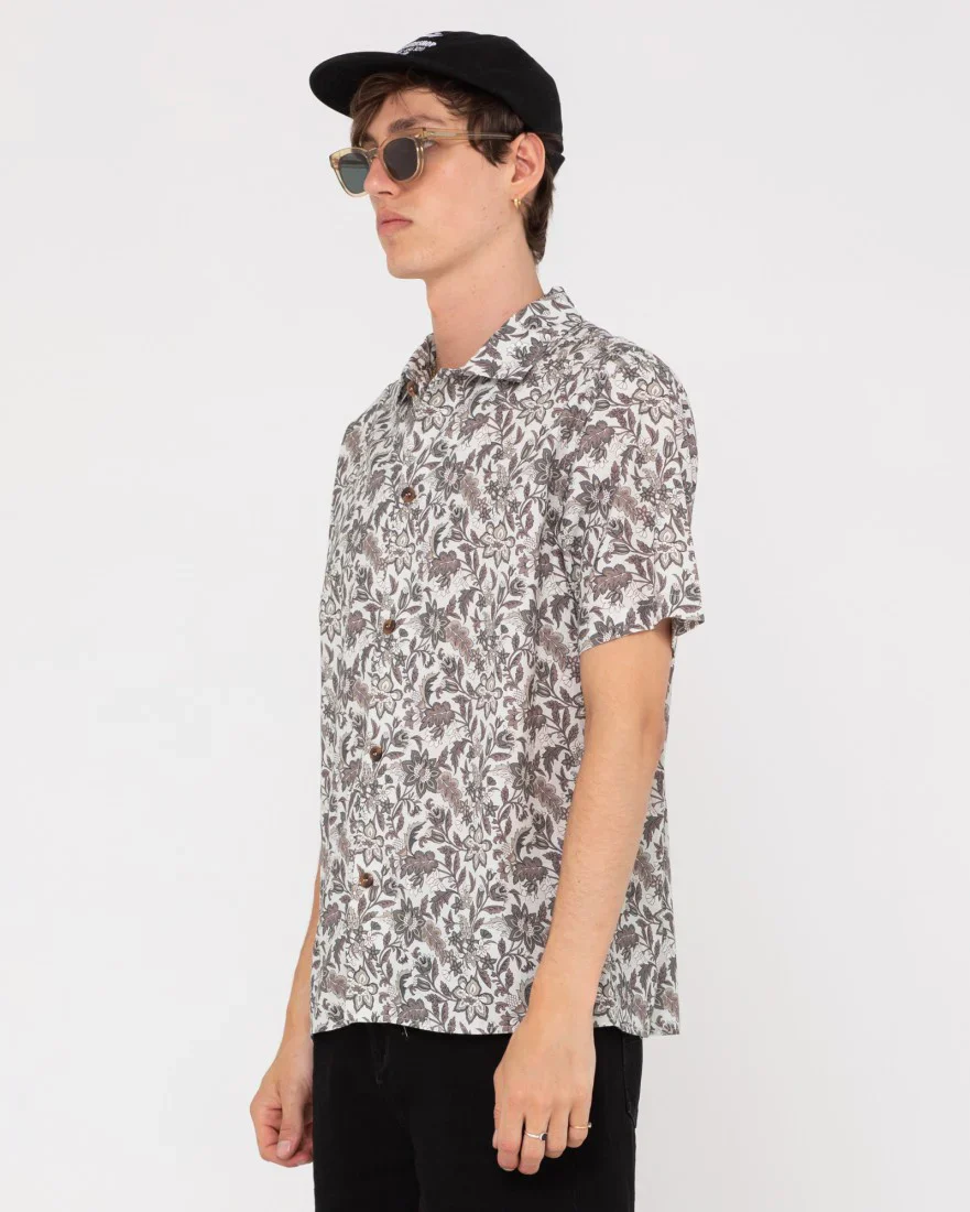RUSTY Batik Short Sleeve Shirt - Oat - Image 5