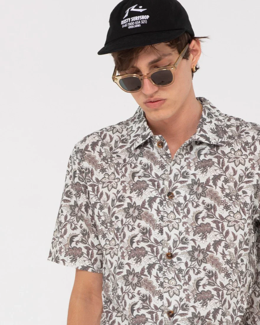 RUSTY Batik Short Sleeve Shirt - Oat - Image 7
