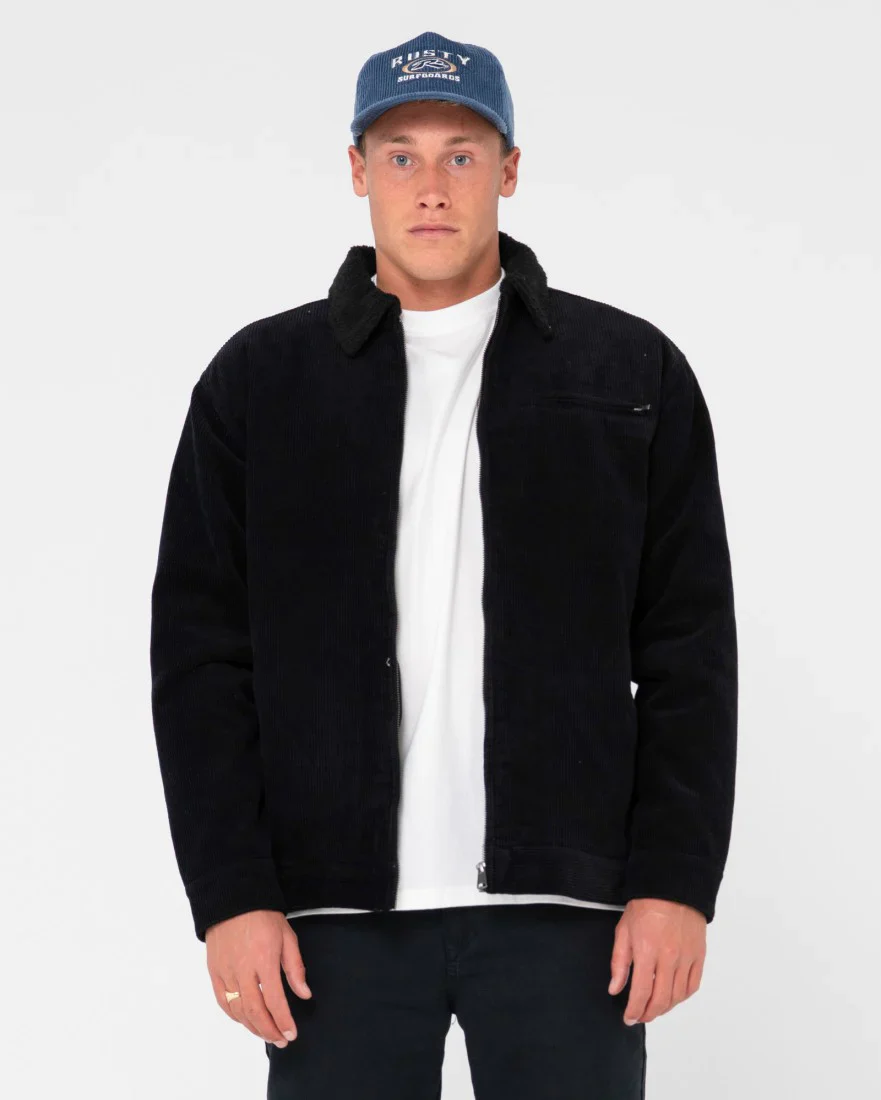 RUSTY Coup Cord Zip Up Jacket - Black - Image 2