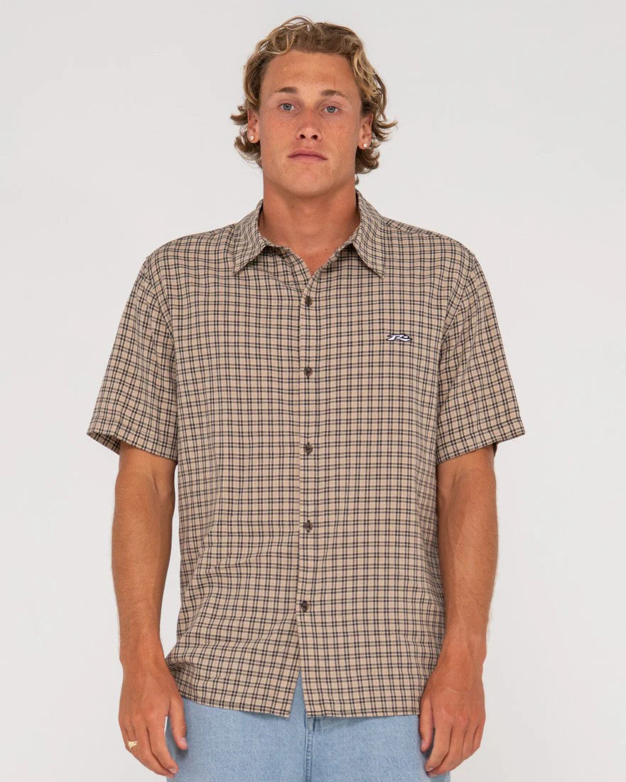 RUSTY Datsun Relaxed Fit Bamboo Check Shirt - Light Khaki - Image 2