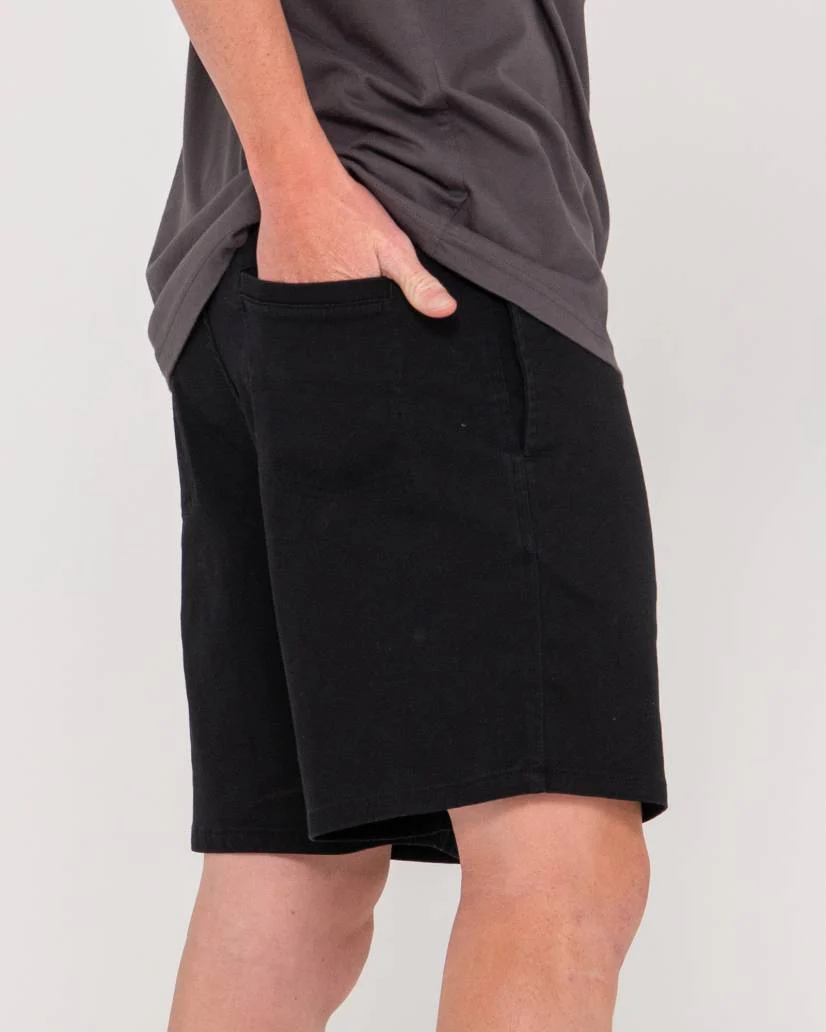 RUSTY Grilled Relaxed Chino Short - Black - Image 3