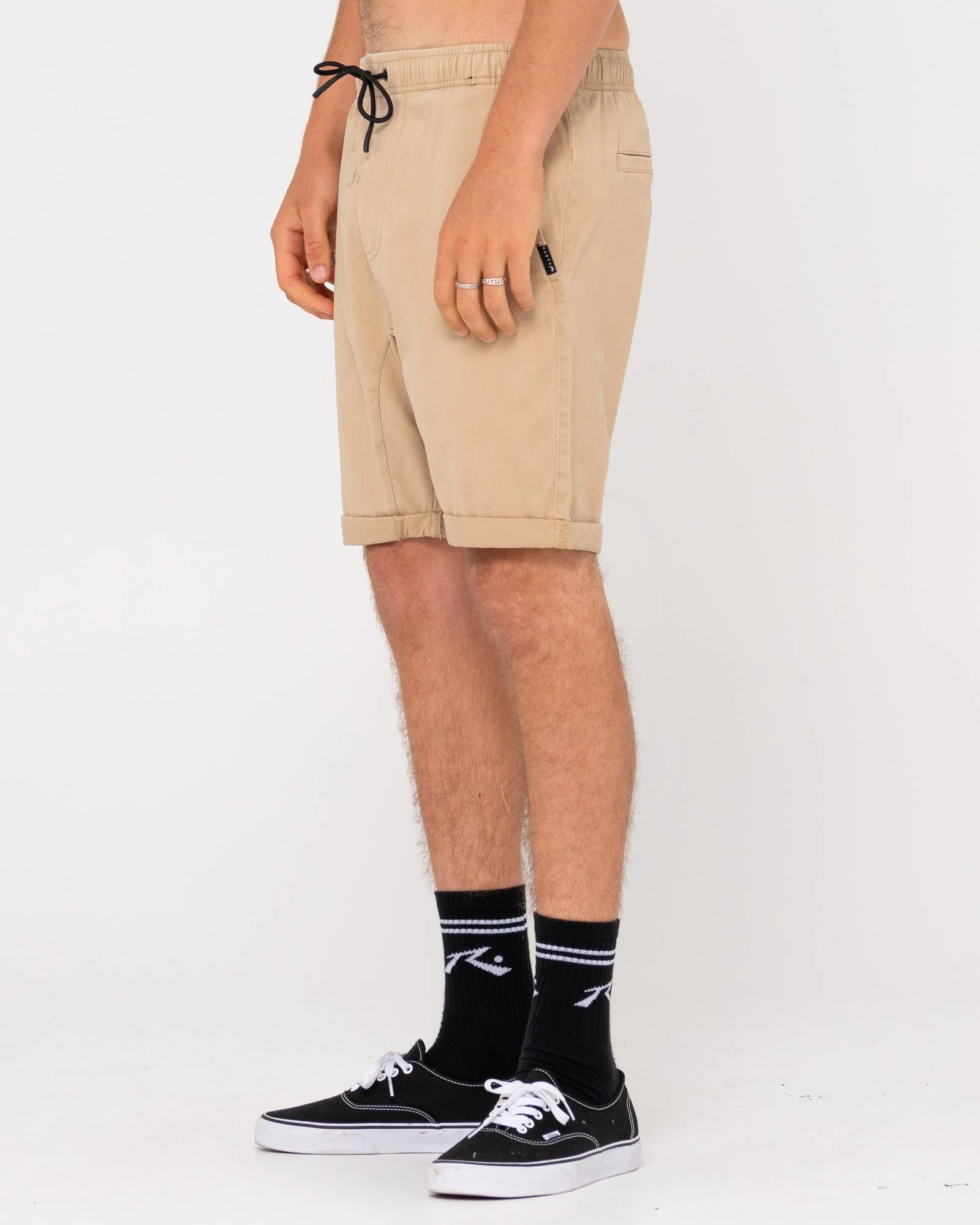 RUSTY Hooked On Elastic Waist Short - Khaki - Image 3