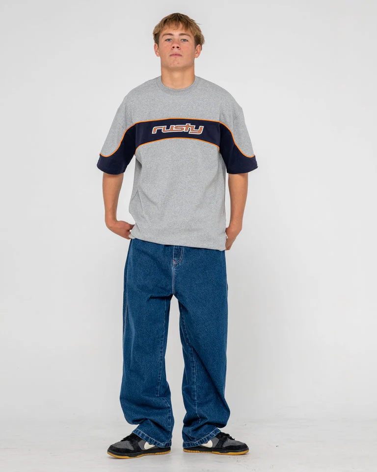 RUSTY Kinetic Short Sleeve Heavy Tee - Grey Marle - Image 2
