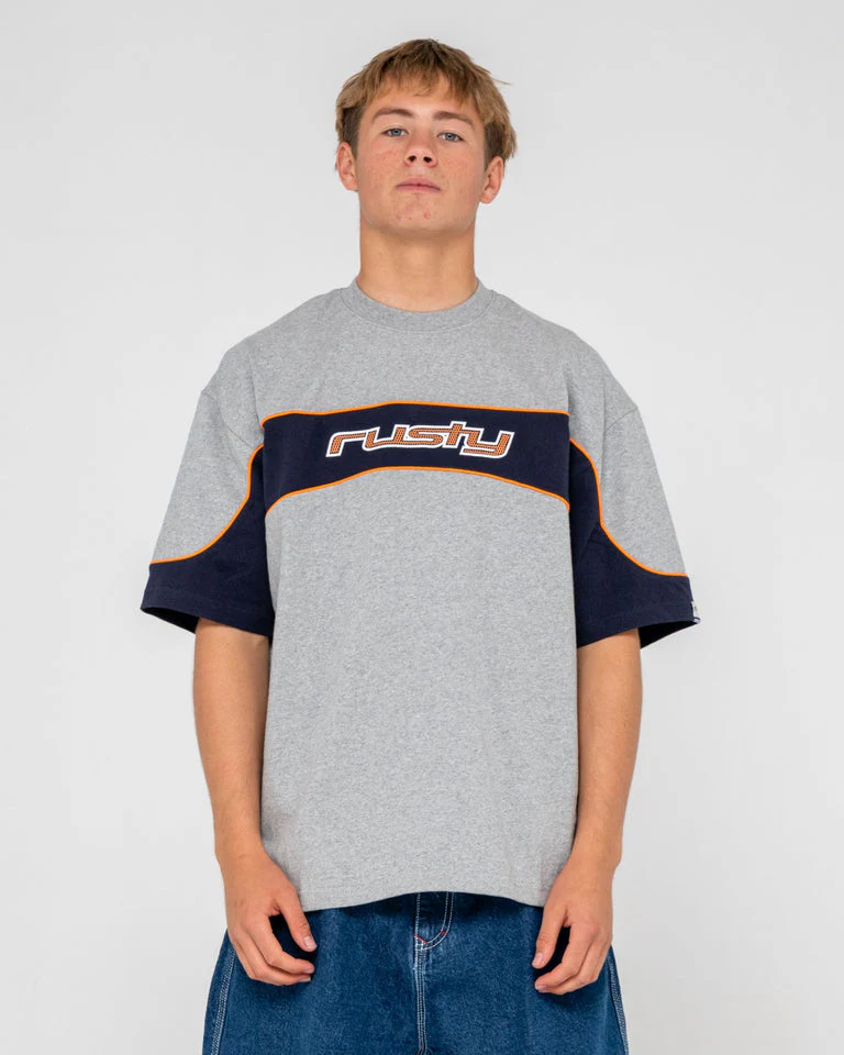 RUSTY Kinetic Short Sleeve Heavy Tee - Grey Marle - Image 3