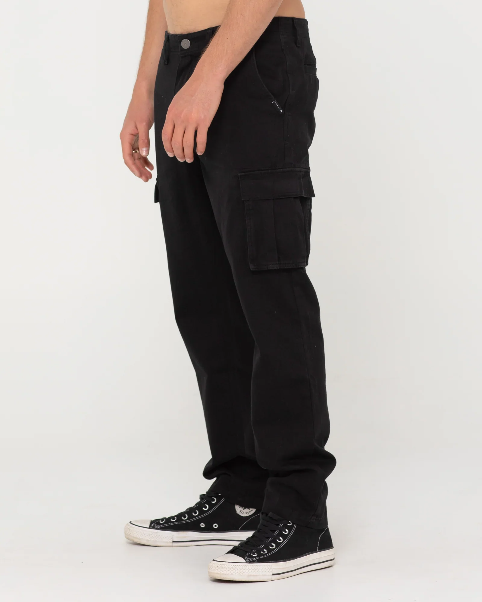 RUSTY Manila Straight Fit Cargo Pant - Black - Image 3