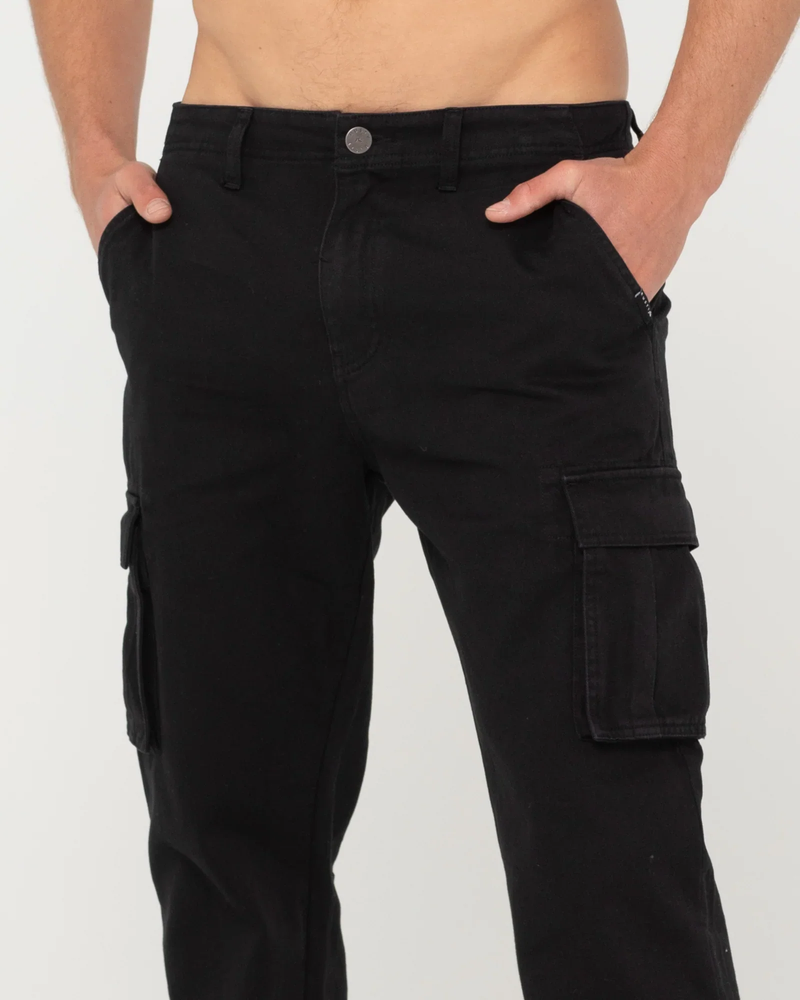 RUSTY Manila Straight Fit Cargo Pant - Black - Image 4