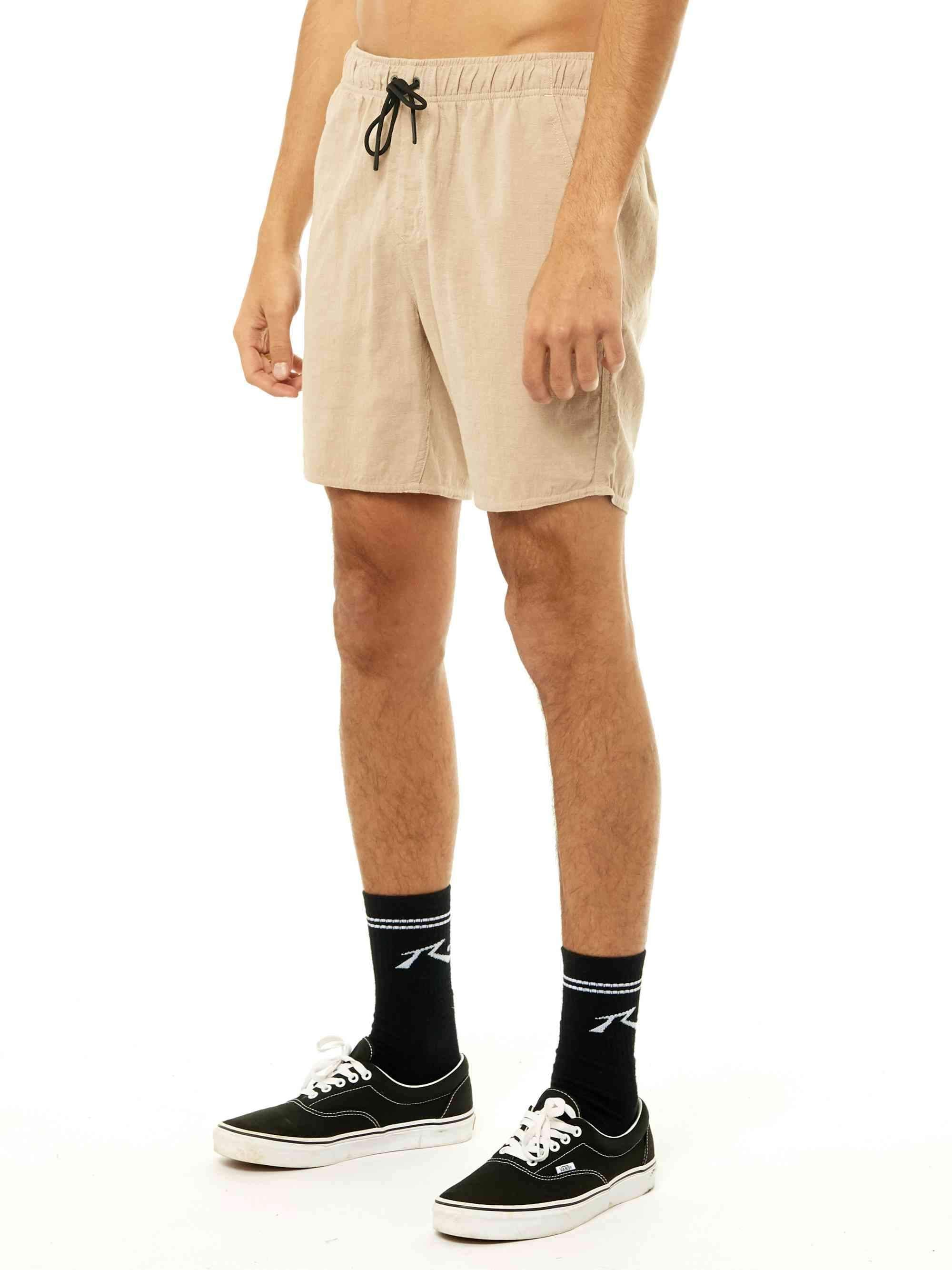 Rusty Overtone Elastic Linen Shorts - Humus - Image 3