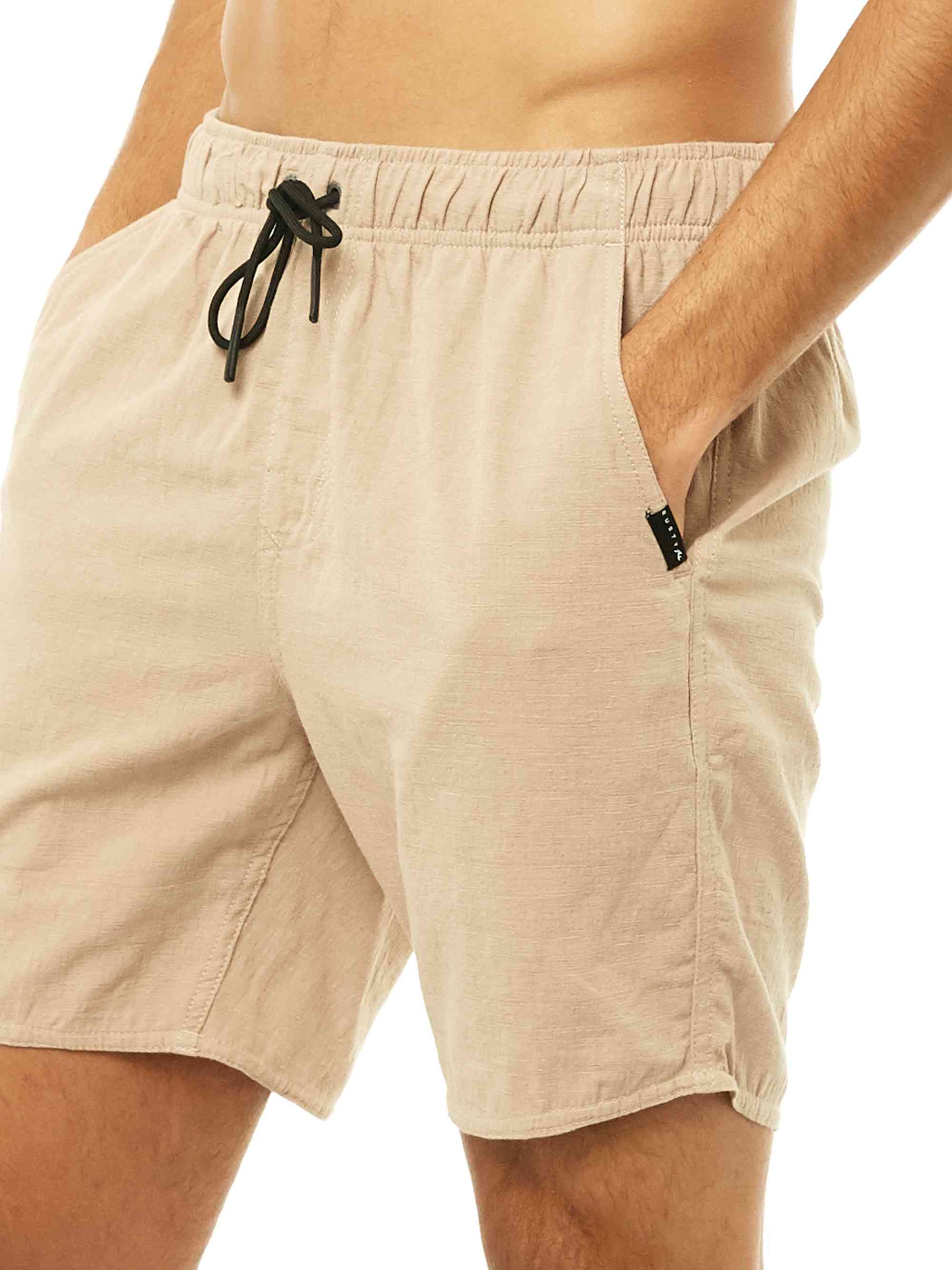 Rusty Overtone Elastic Linen Shorts - Humus - Image 4