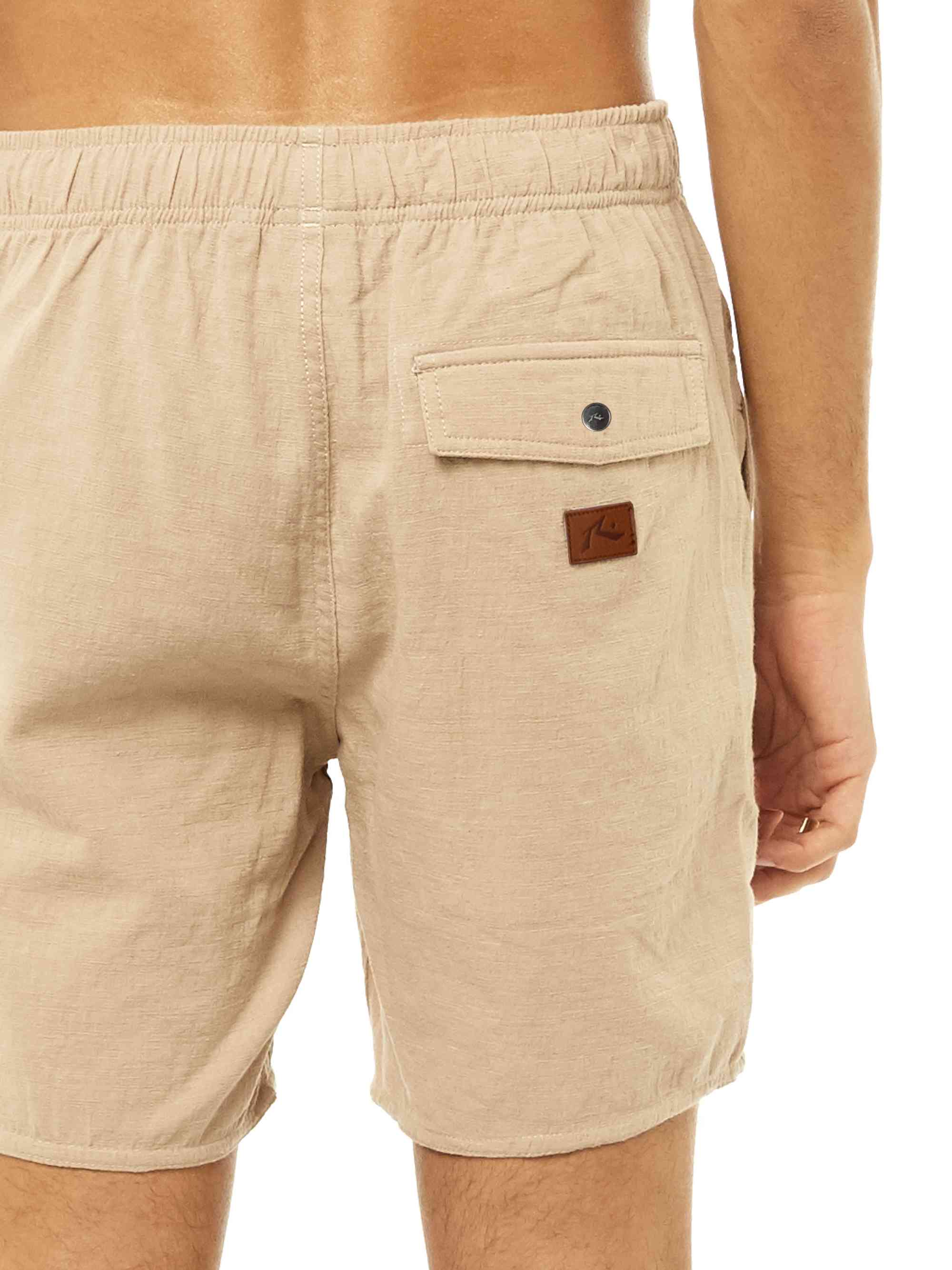 Rusty Overtone Elastic Linen Shorts - Humus - Image 5
