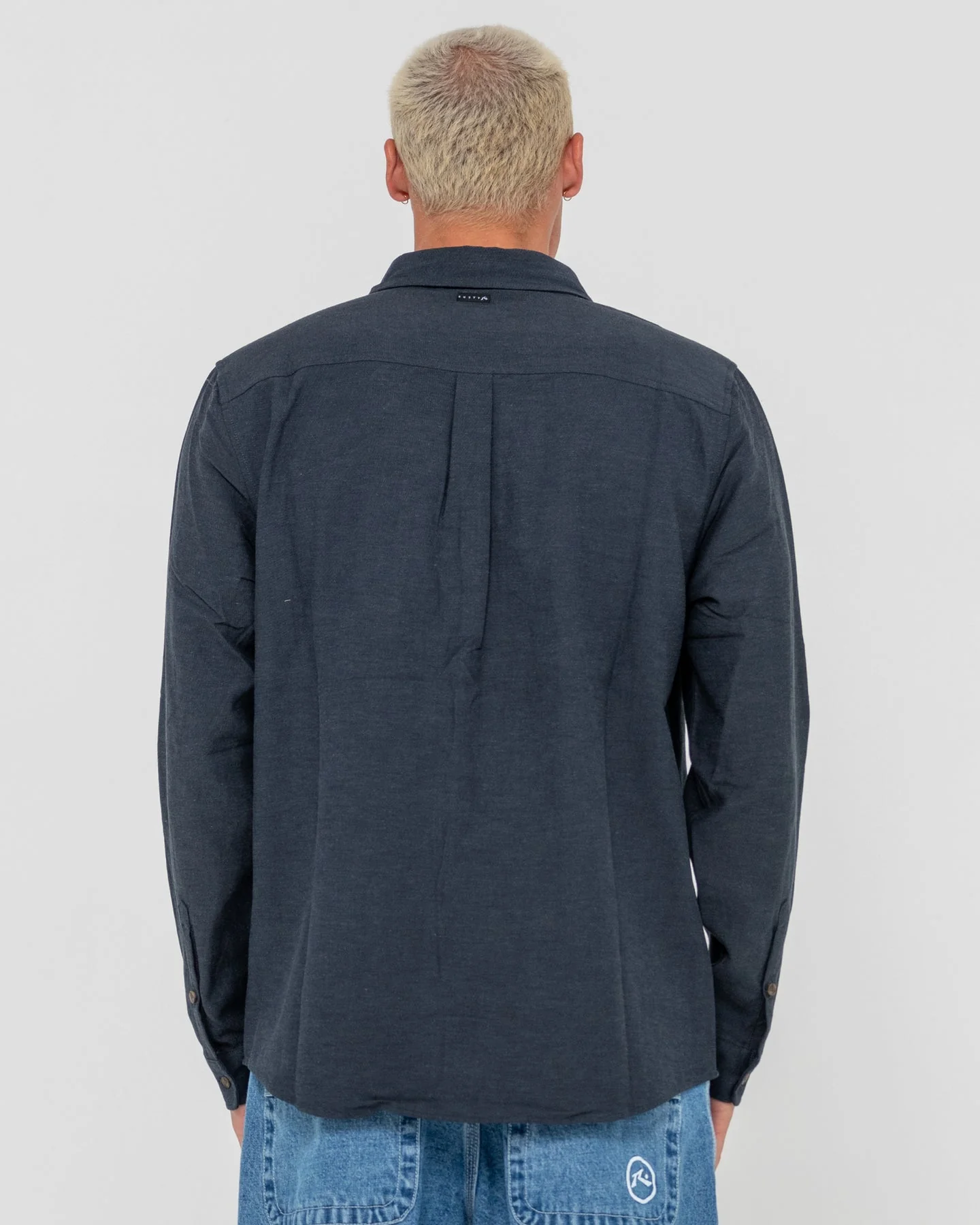 Rusty Overtone L/S Linen Shirt - Navy Blue - Image 4