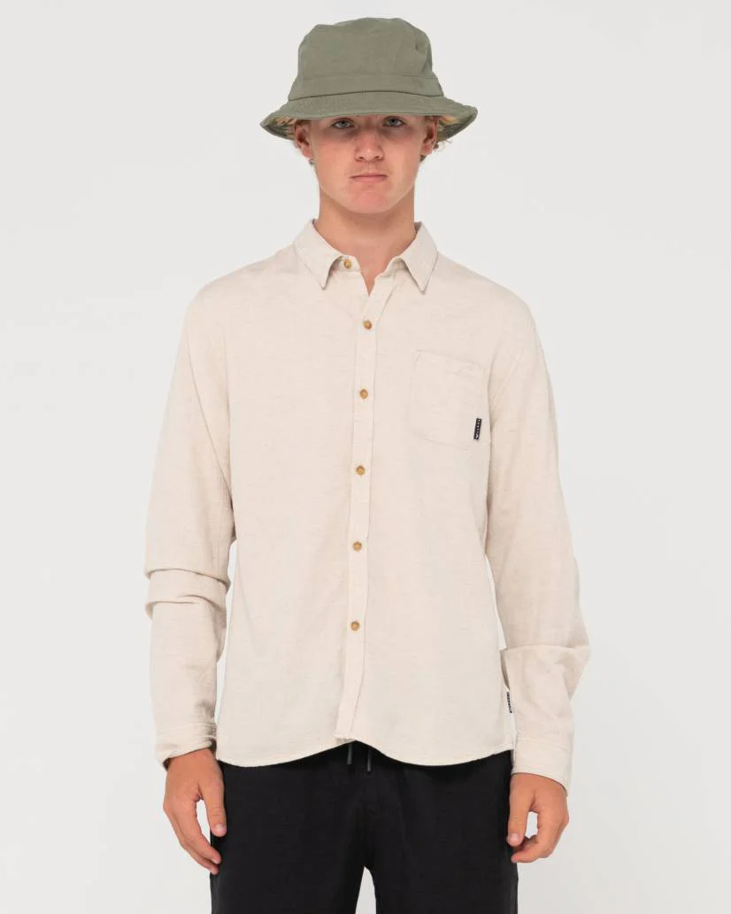 Rusty Overtone L/S Linen Shirt - Ecru - Image 2