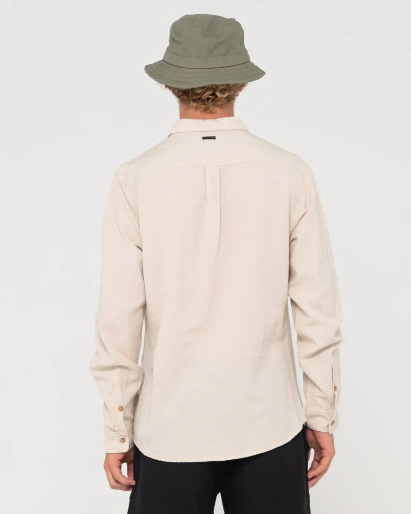 Rusty Overtone L/S Linen Shirt - Ecru - Image 3