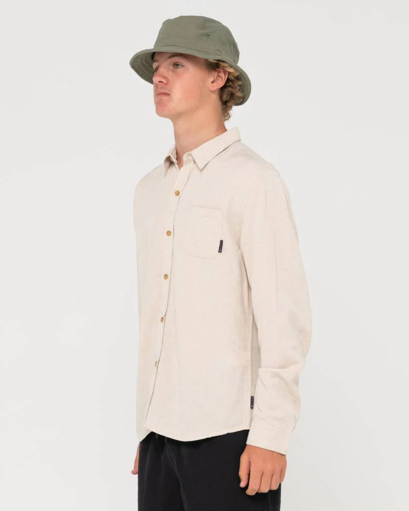Rusty Overtone L/S Linen Shirt - Ecru - Image 4
