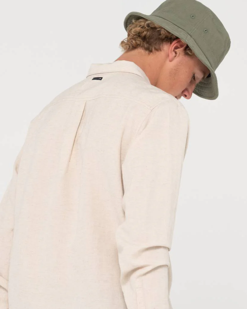Rusty Overtone L/S Linen Shirt - Ecru - Image 5