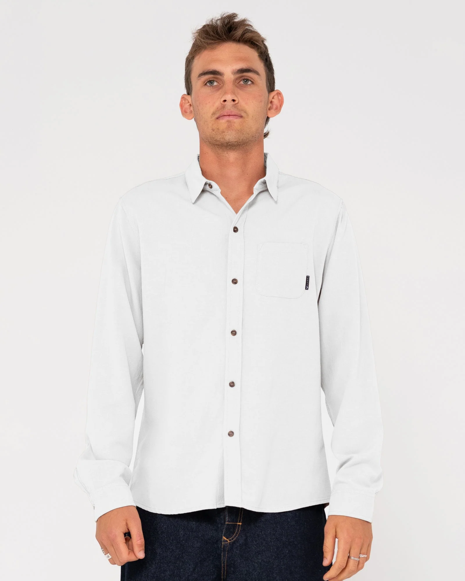 Rusty Overtone L/S Linen Shirt - Whisper White - Image 2