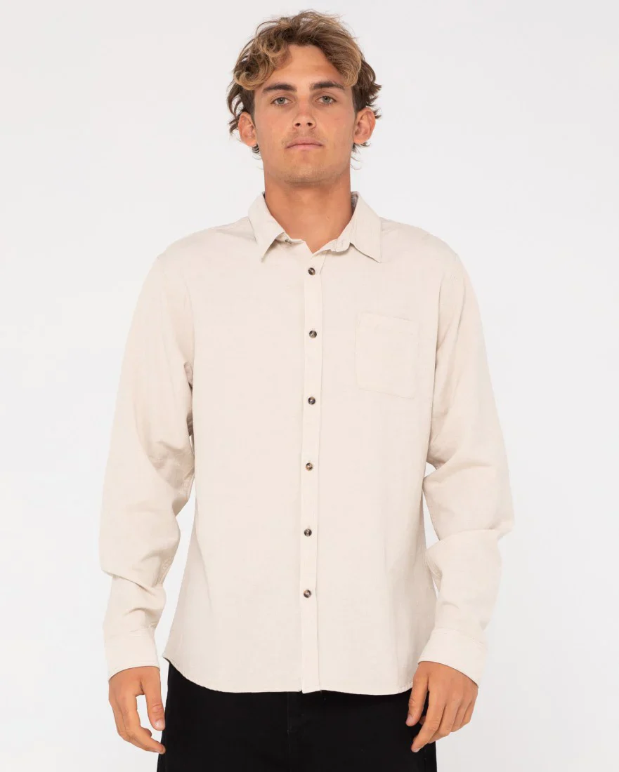 Rusty Overtone L/S Linen Shirt - Egret - Image 2