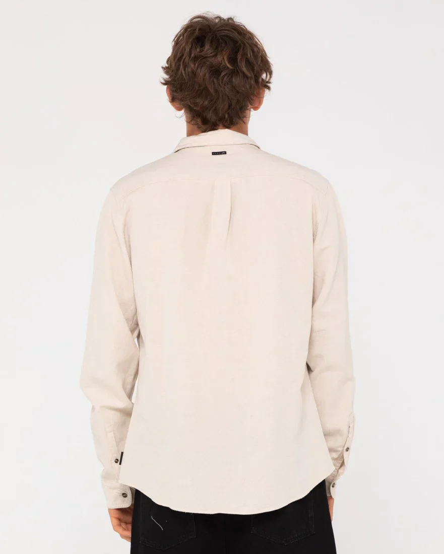 Rusty Overtone L/S Linen Shirt - Egret - Image 3