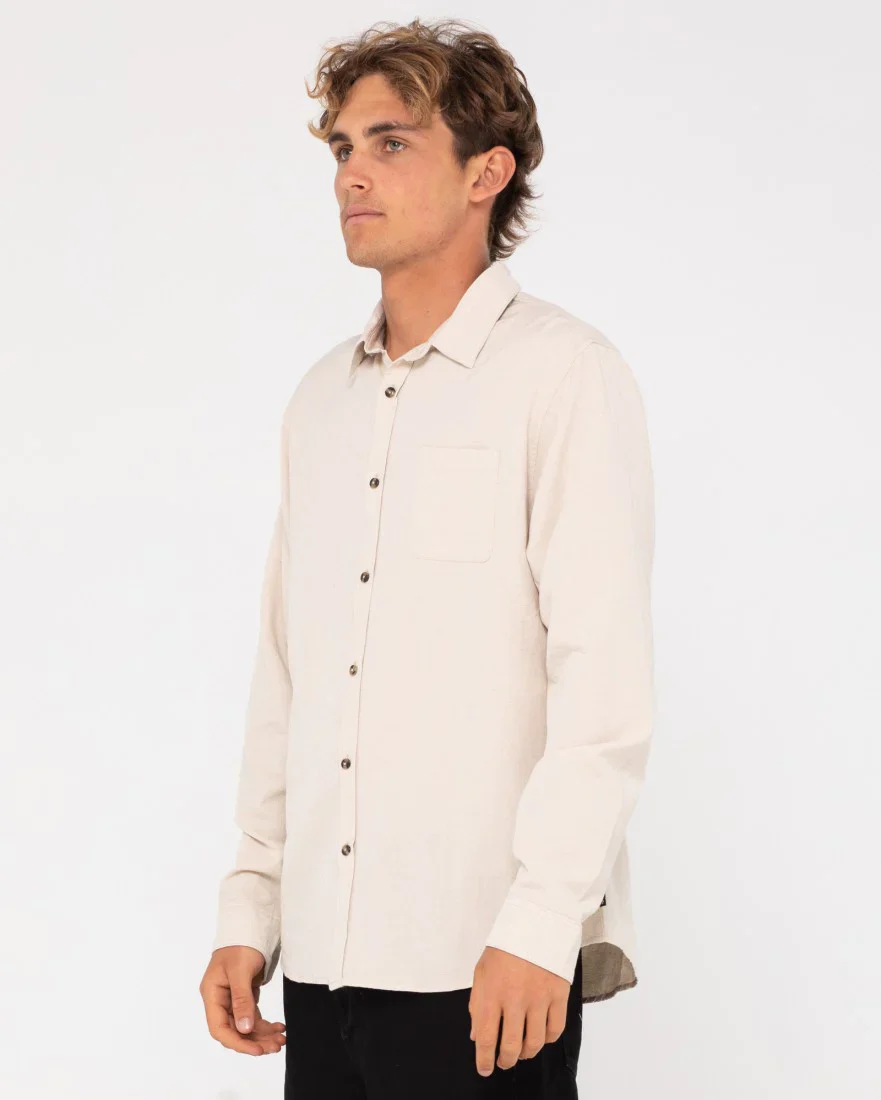 Rusty Overtone L/S Linen Shirt - Egret - Image 4