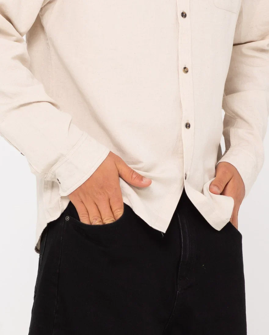Rusty Overtone L/S Linen Shirt - Egret - Image 6