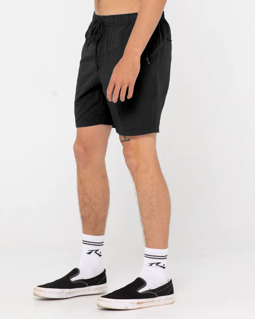 Rusty Overtone Linen Elastic Short - Black - Image 3