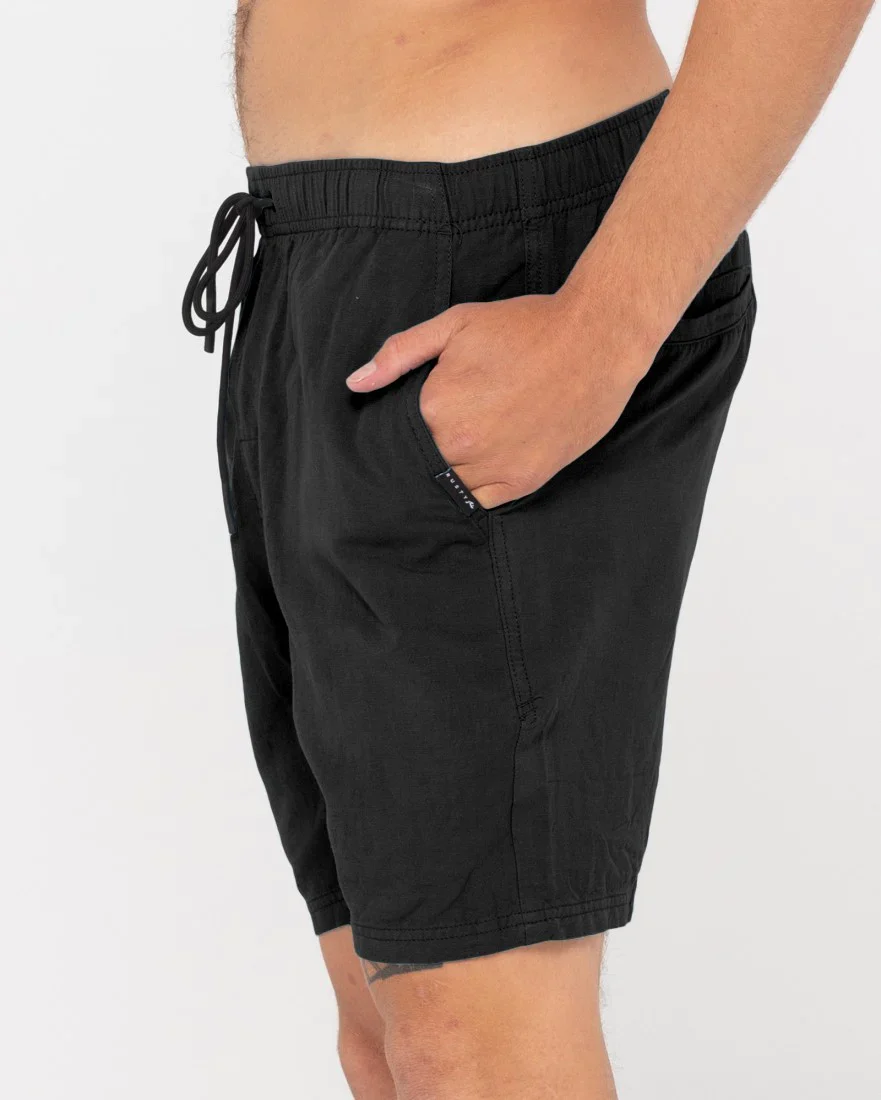 Rusty Overtone Linen Elastic Short - Black - Image 4