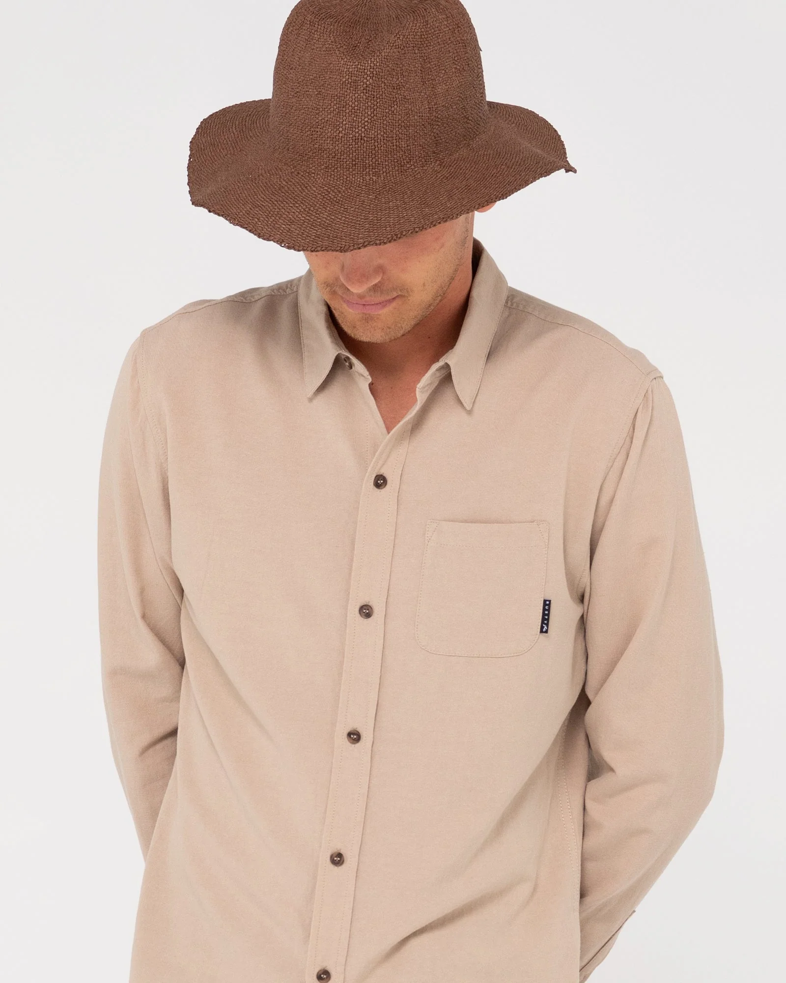 RUSTY Overtone Long Sleeve Linen Shirt - Image 2