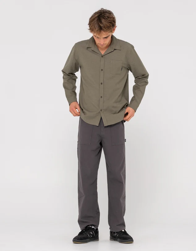 RUSTY Overtone Long Sleeve Linen Shirt - Image 3