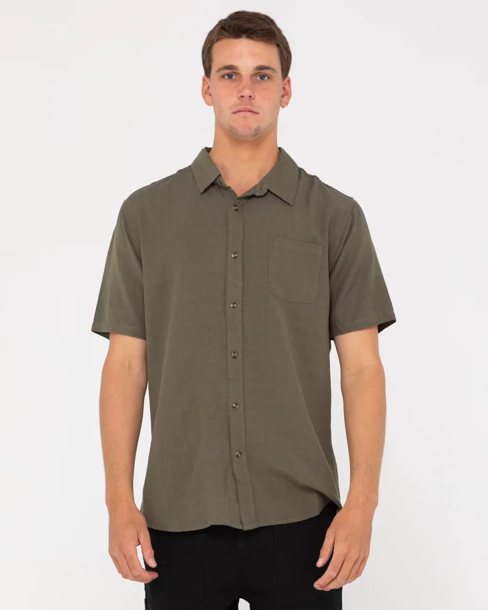 Rusty Overtone Short Sleeve Linen Shirt - Savanna - Image 2