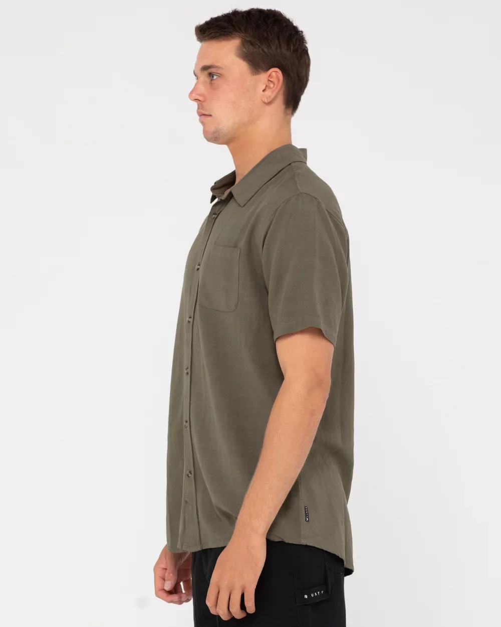 Rusty Overtone Short Sleeve Linen Shirt - Savanna - Image 5