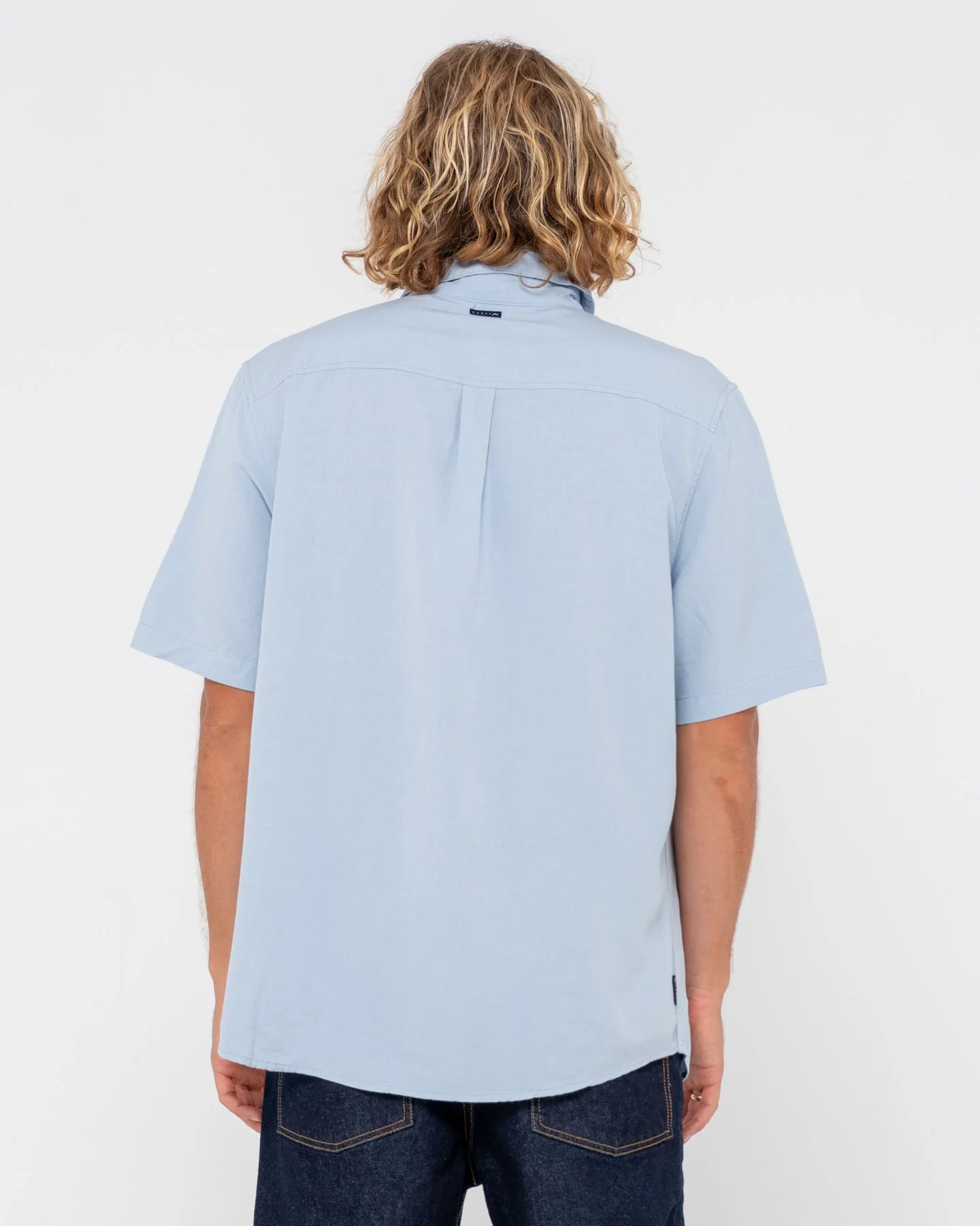 RUSTY OVERTONE SHORT SLEEVE LINEN SHIRT - Sky Blue - Image 5