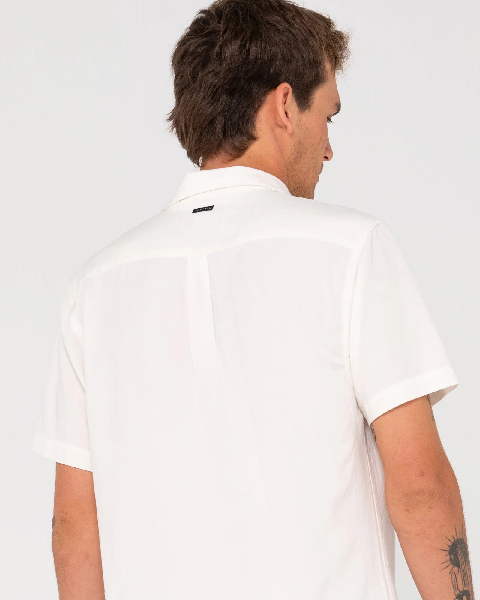 RUSTY Overtone Short Sleeve Linen Shirt - Whisper White - Image 4