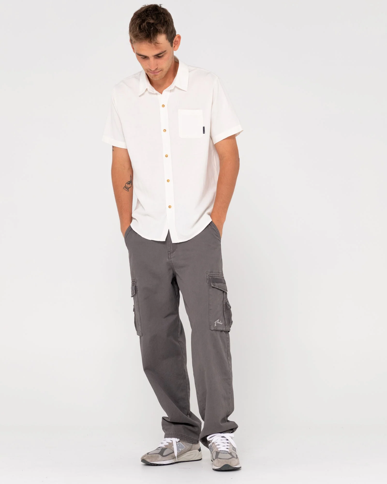 RUSTY Overtone Short Sleeve Linen Shirt - Whisper White - Image 5