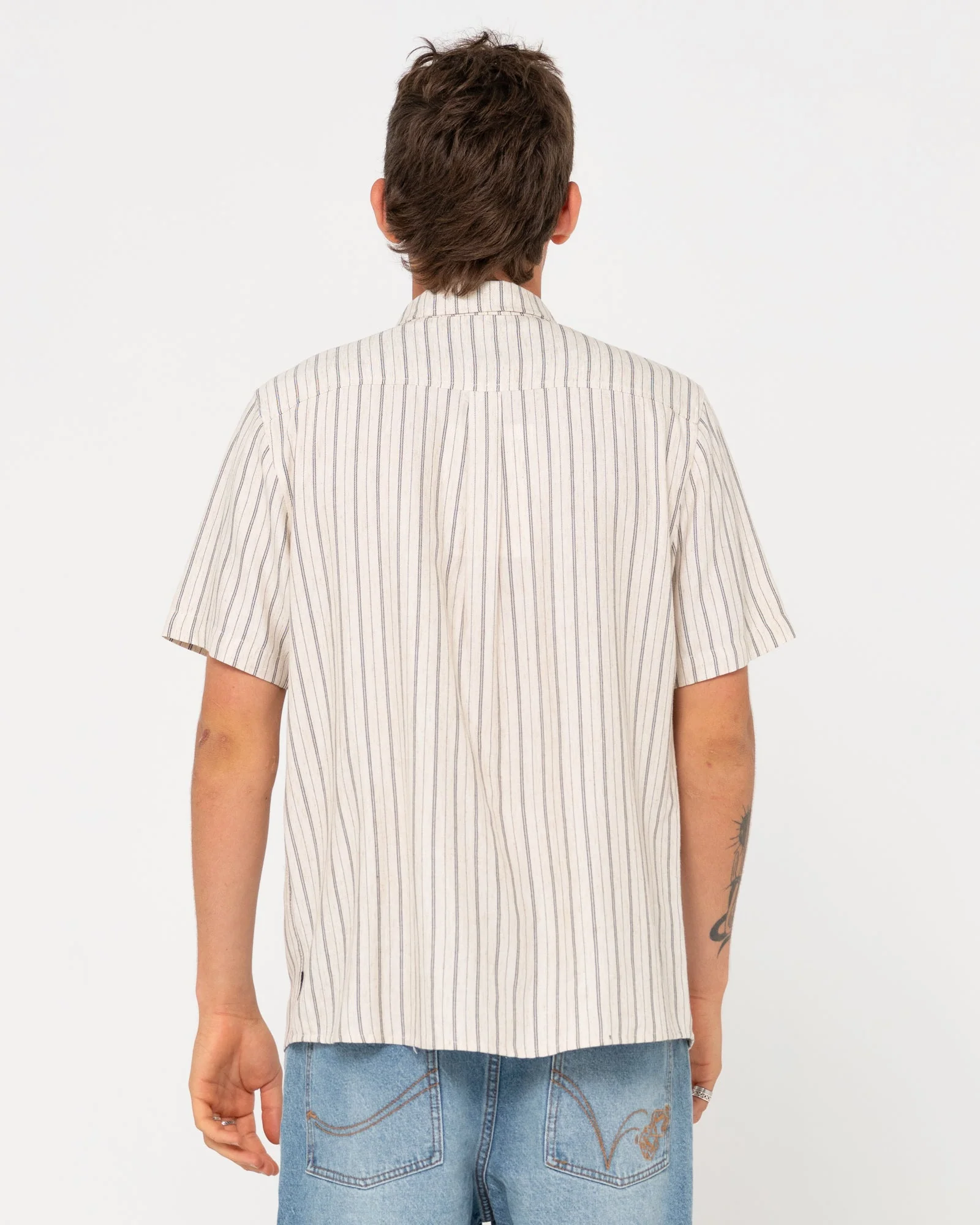 RUSTY Pinstripe Short Sleeve Shirt - White - Image 2