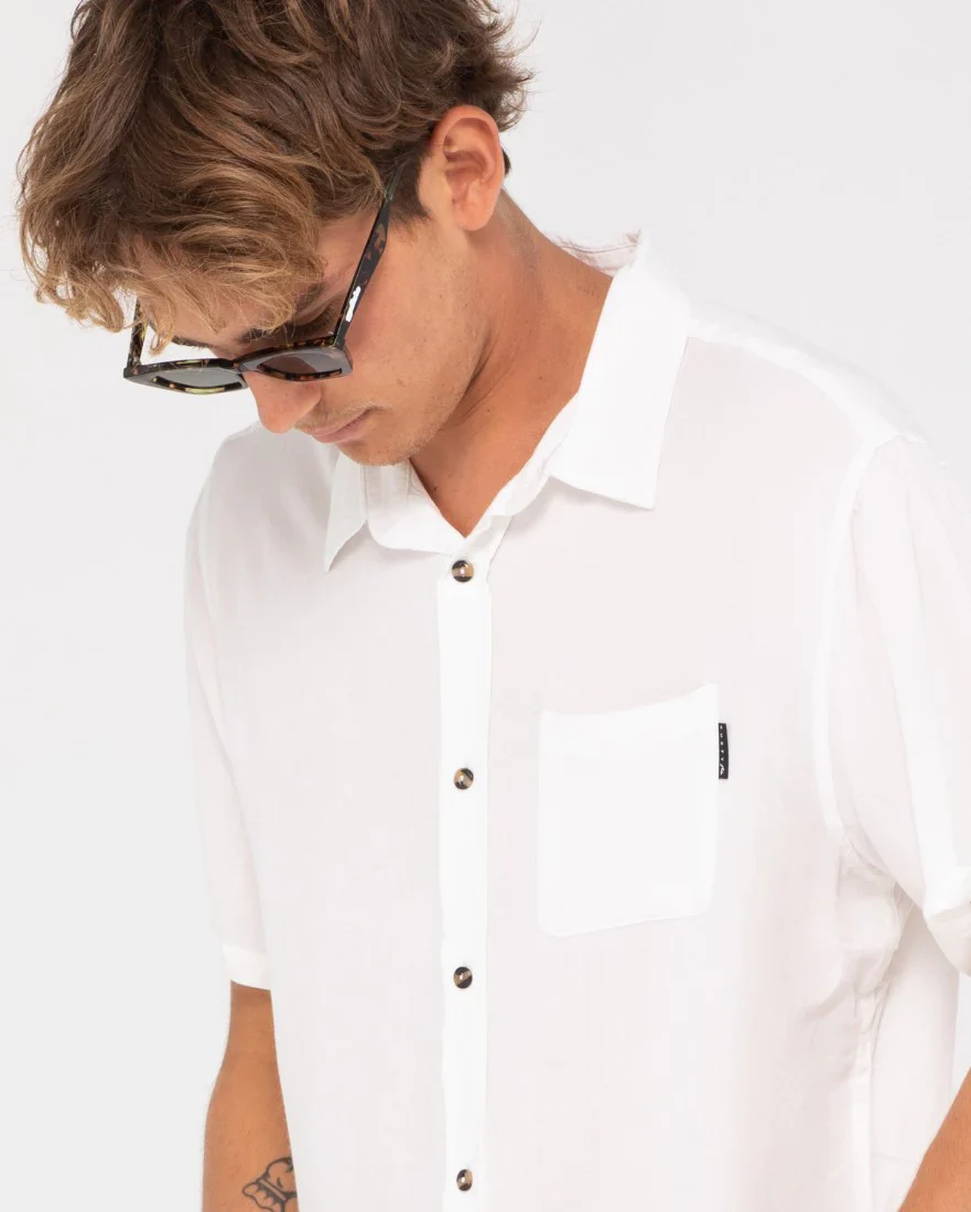 RUSTY Razor Blade Short Sleeve Rayon Shirt - White - Image 2