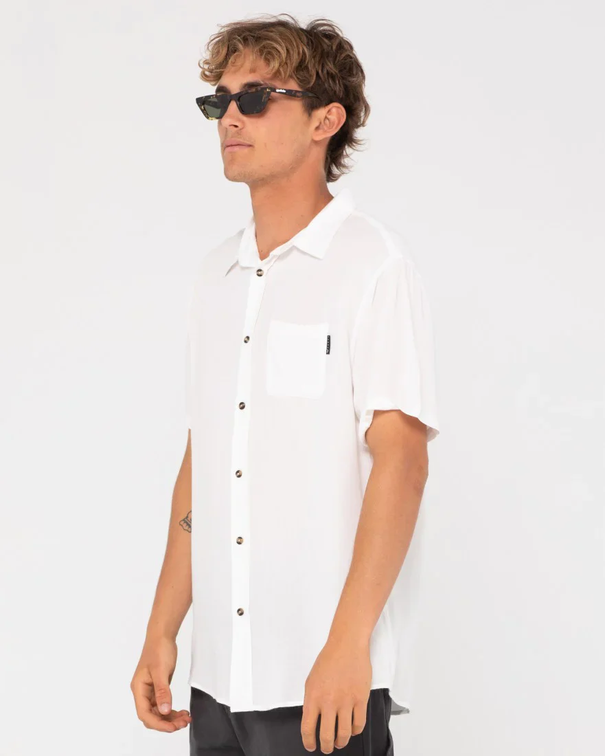 RUSTY Razor Blade Short Sleeve Rayon Shirt - White - Image 3